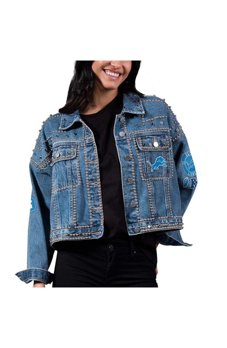 G-III 4HER BY CARL BANKS Women's G-III 4Her by Carl Banks Detroit Lions First Finish Medium Denim Full-Button Jacket, Main, color,
