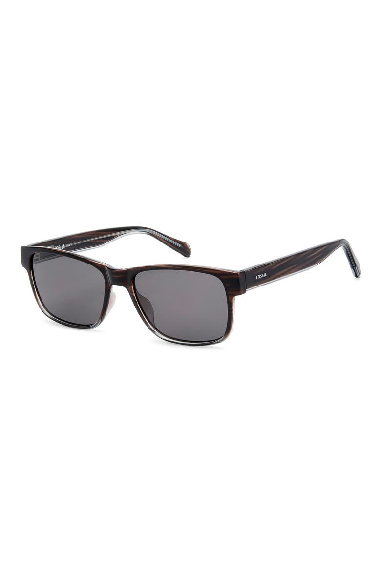 58mm Rectangular Sunglasses, Alternate, color, BROWN HORN/ GREY