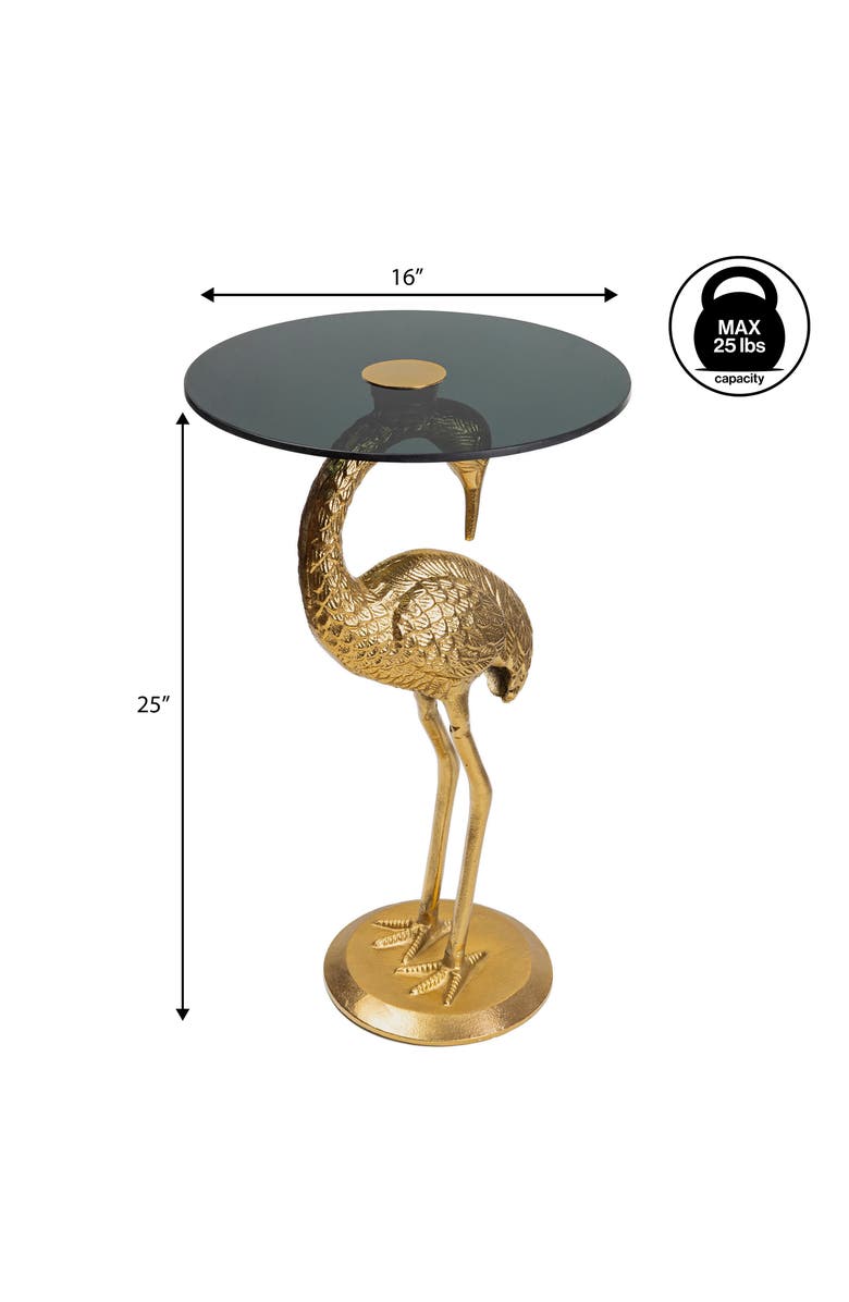JONATHAN Y Blanche 25" Classic Mid-Century Glass Top Flamingo End Table, Alternate, color, Gold/Black