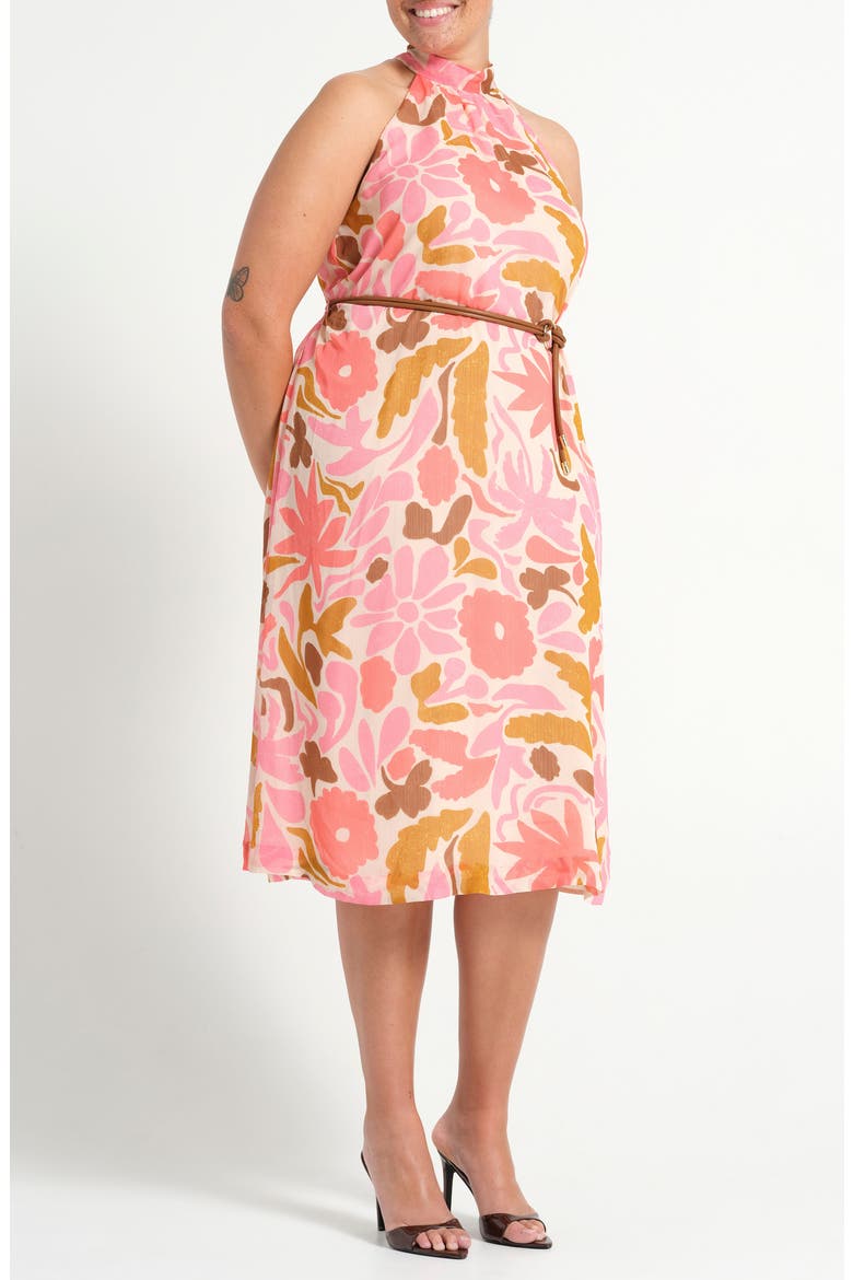 Luciana Floral Fit & Flare Midi Dress, Alternate, color, SEPIA FLORALS