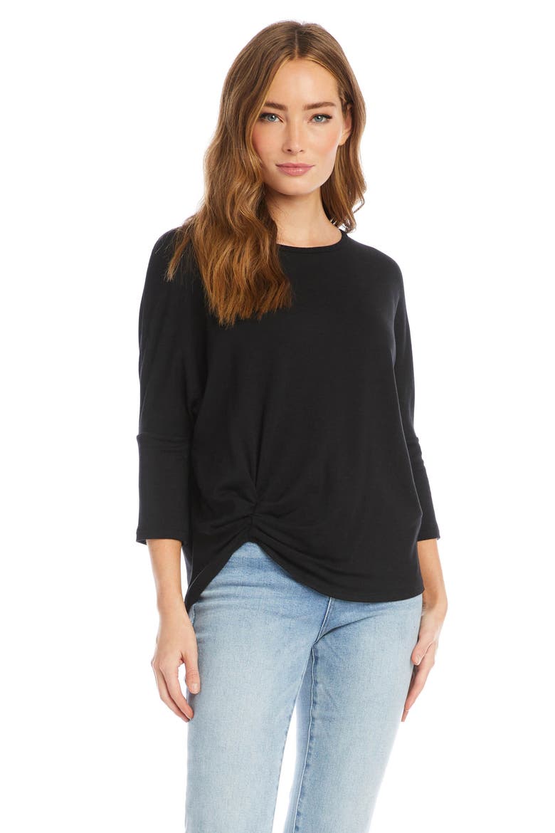 Three-Quarter Sleeve Pick-Up Top, Alternate, color, BLACK