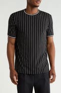 Cactus Man Vertical Stripe Crewneck Short Sleeve T-Shirt