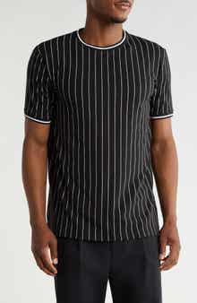 Vertical Stripe Crewneck Short Sleeve T-Shirt
