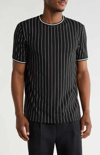 Vertical Stripe Crewneck Short Sleeve T-Shirt