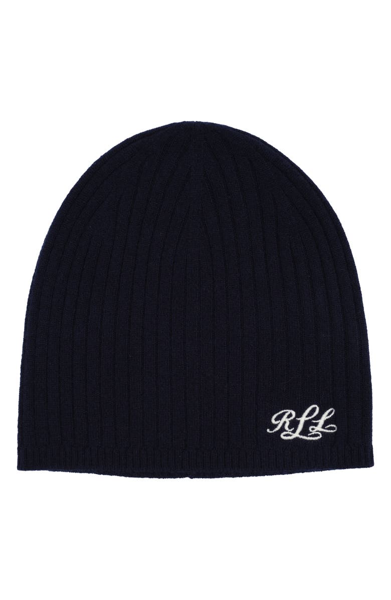 Lauren Ralph Lauren Signature Cashmere Beanie, Main, color, Navy