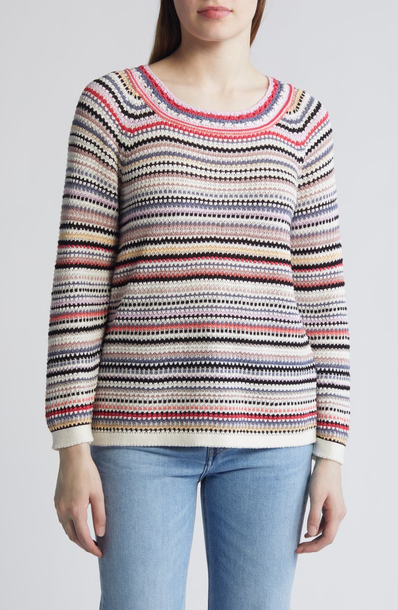 NIC+ZOE Stripe Textured Knit Sweater, Main, color,