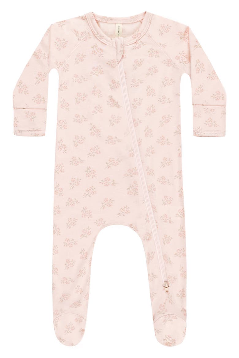 Floral Zip Footie, Main, color, PETAL