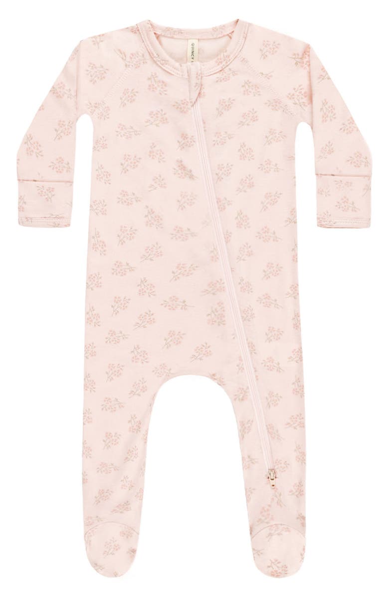 QUINCY MAE Floral Zip Footie, Main, color, Petal