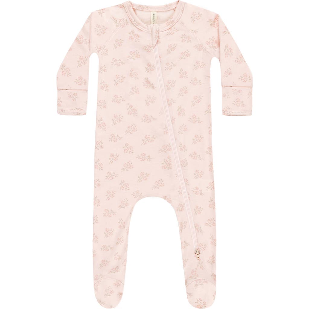 Quincy Mae Babies' Floral Zip Footie In Pink