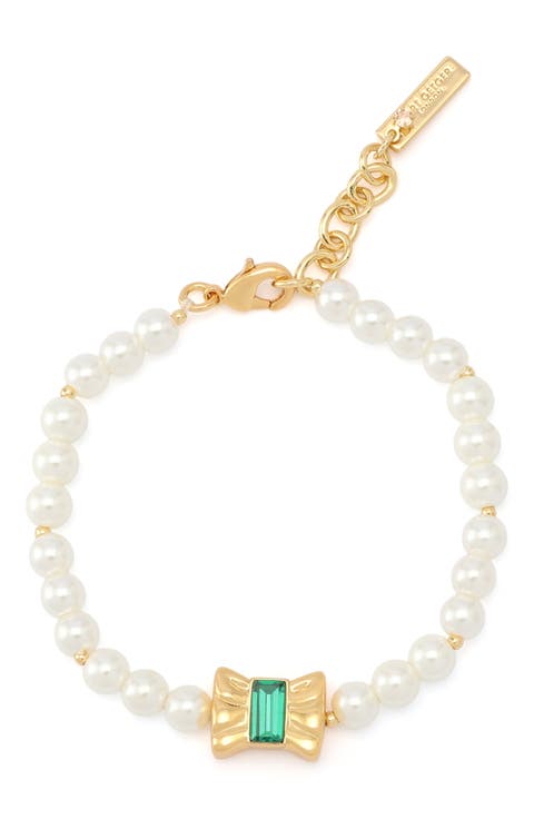 Bow Charm Faux Pearl Bracelet