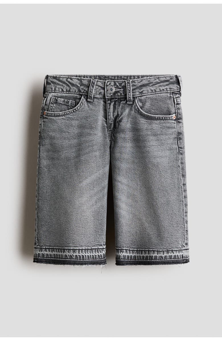 H&M Wide-leg low denim shorts, Alternate, color, Denim Gray