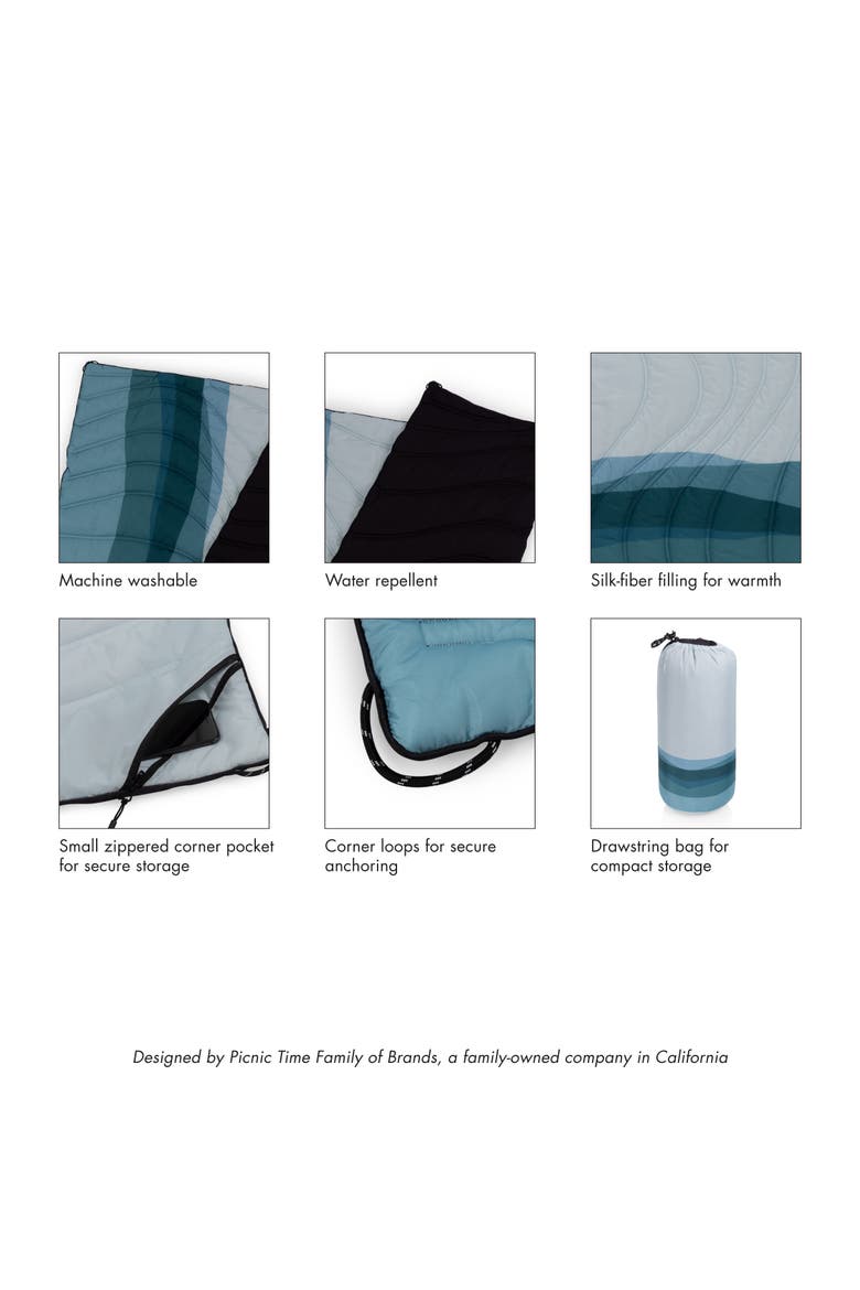 Aura Outdoor Puffer Blanket, Alternate, color, Morning Ocean