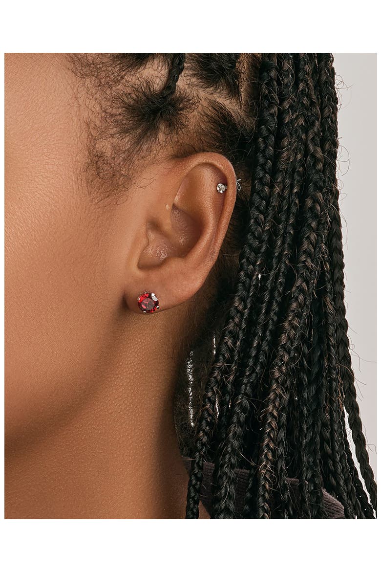 Sterling Silver Cubic Zirconia Stud Earrings, Alternate, color, GARNET