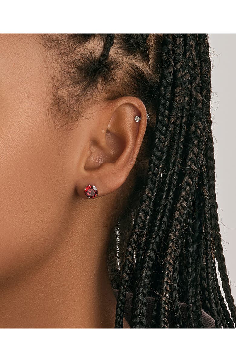 Sterling Forever Sterling Silver Cubic Zirconia Stud Earrings, Alternate, color, Garnet