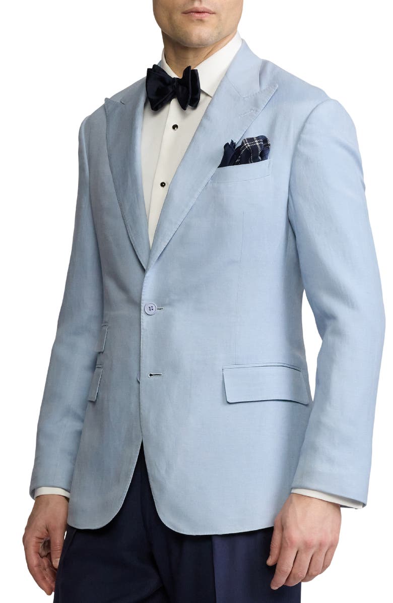 Ralph Lauren Purple Label Single Breasted Silk & Linen Canvas Sport Coat, Alternate, color, Chambray Blue