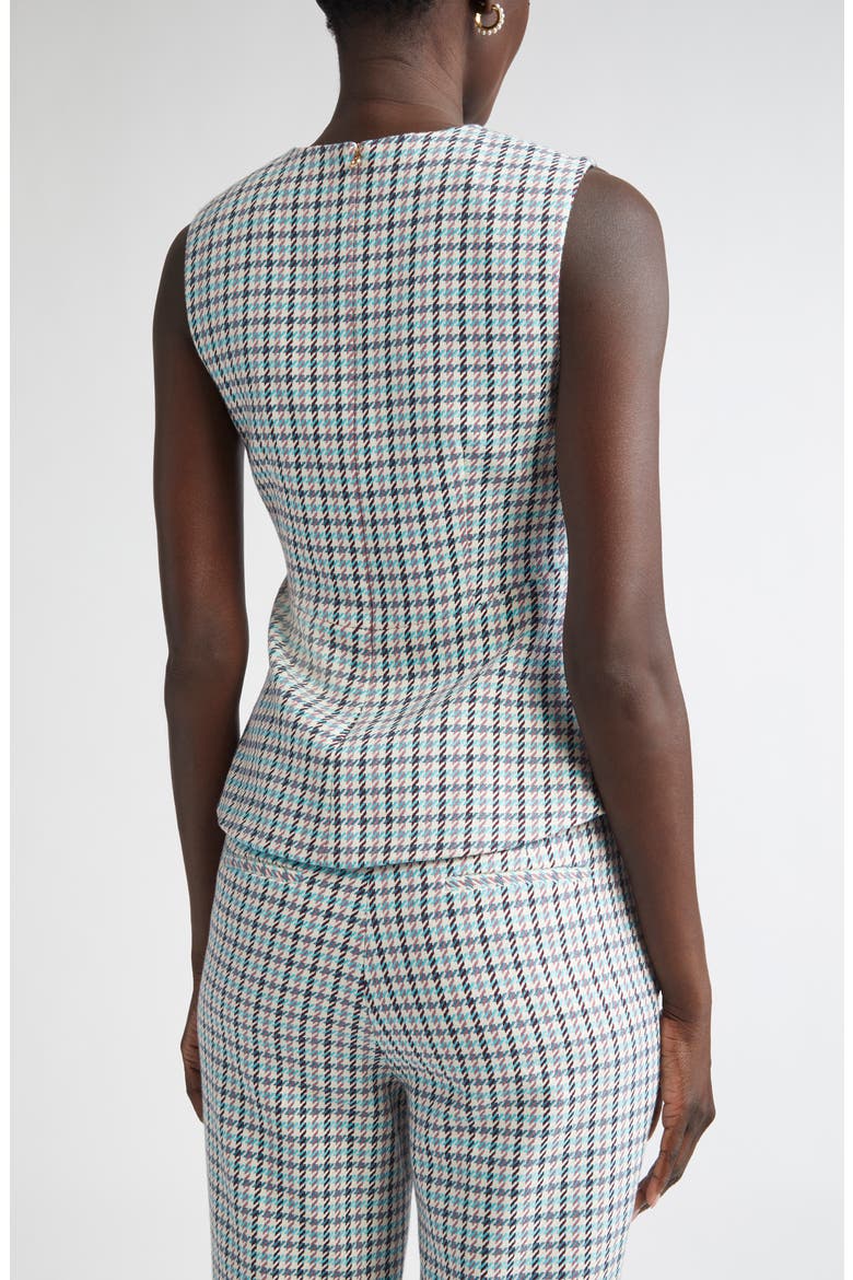 Houndstooth Sleeveless Stretch Cotton Top, Alternate, color, TROPICAL BLUE/ IVORY MULTI