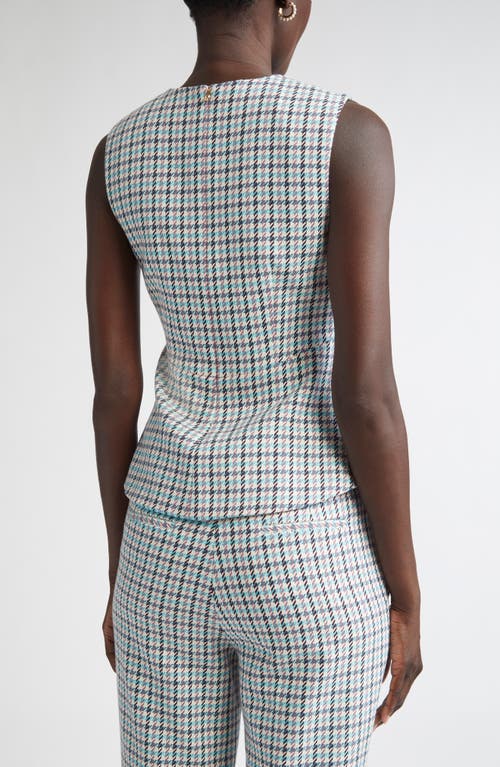 St John St. John Collection Houndstooth Sleeveless Stretch Cotton Top In Gray