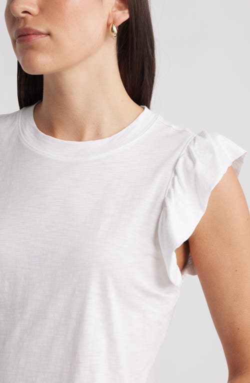 Caslonr Caslon(r) Ruffle Sleeveless Pima Cotton Top In Brown