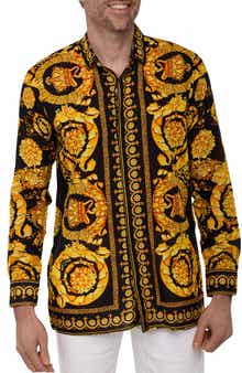 Extra Trim Fit Print Linen & Cotton Button-Up Resort Shirt