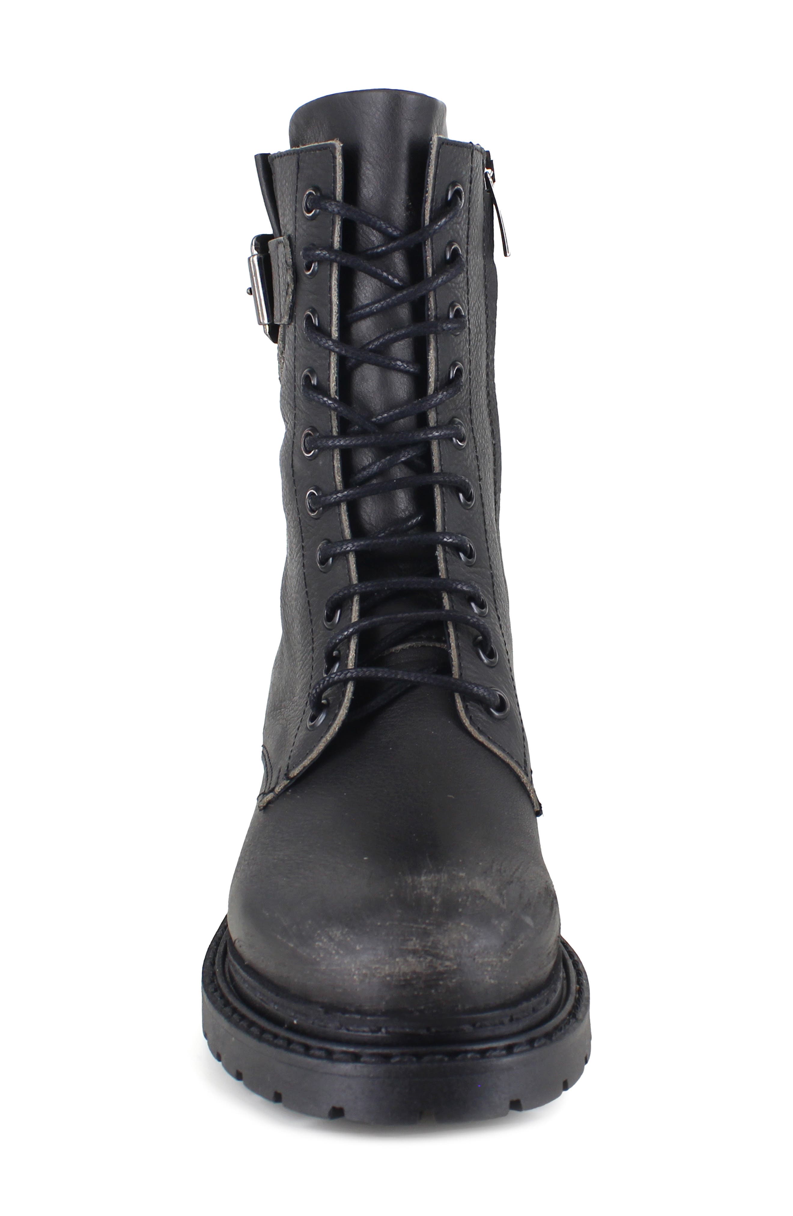 ZIGI Agatha Lace-Up Combat Boot, Alternate, color, Black Leather