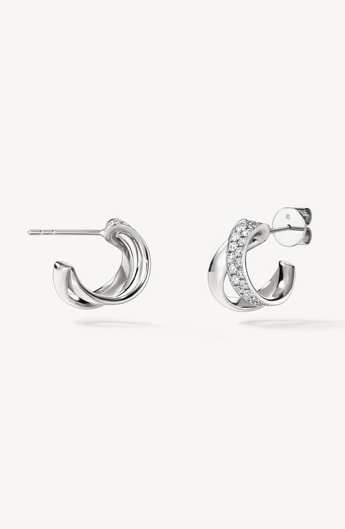 Hearts On Fire Inside Out Spiral Diamond Huggie Hoop Earrings