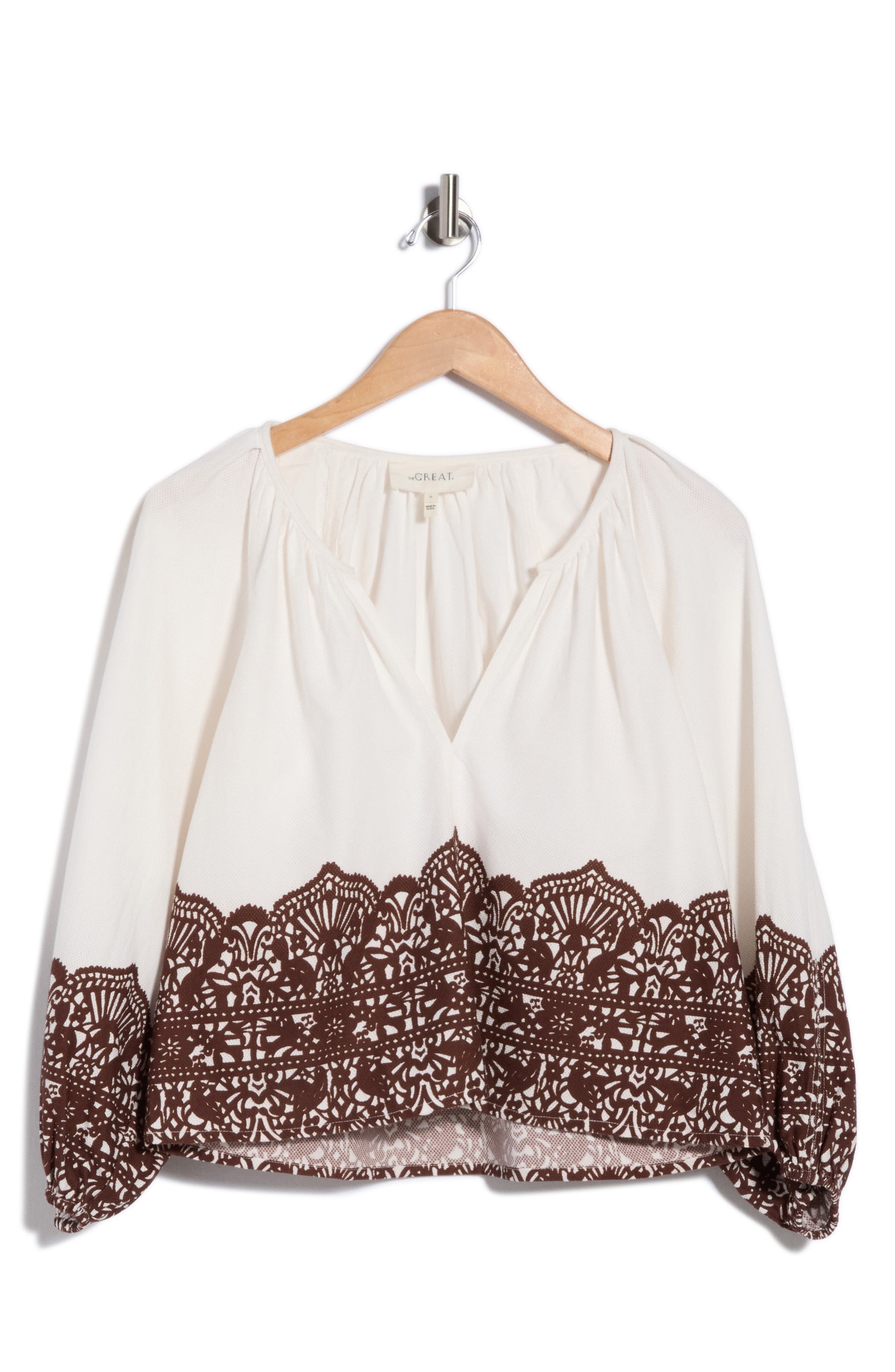 selected CREAM WITH WESTERN LACE PRINT