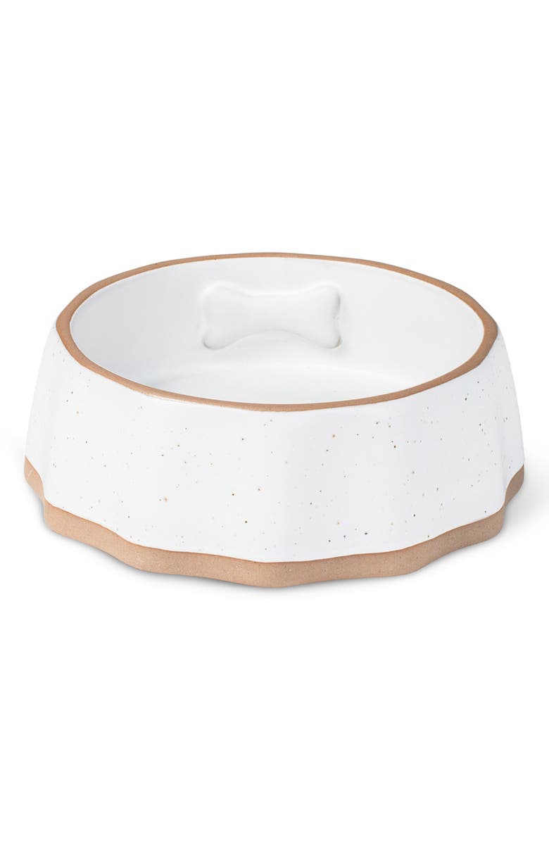 Fringe Studio Scallop Speckled Small Pet Bowl, Main, color, White