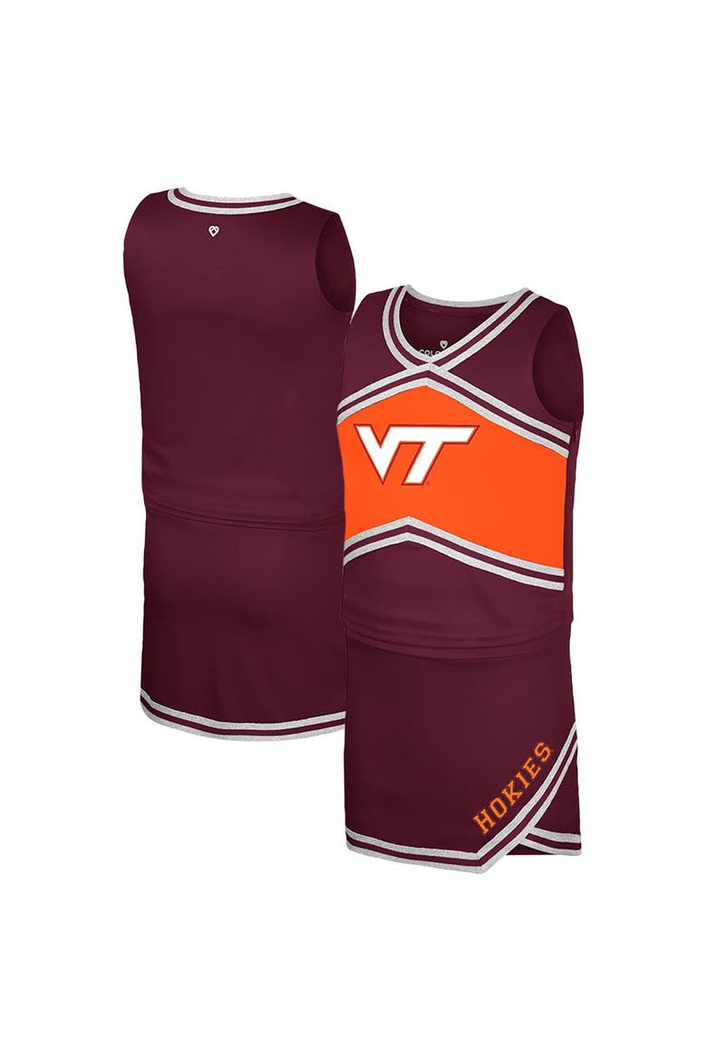 Girls Youth Colosseum Maroon Virginia Tech Hokies Cheerleader Top & Skirt Set, Main, color, Maroon