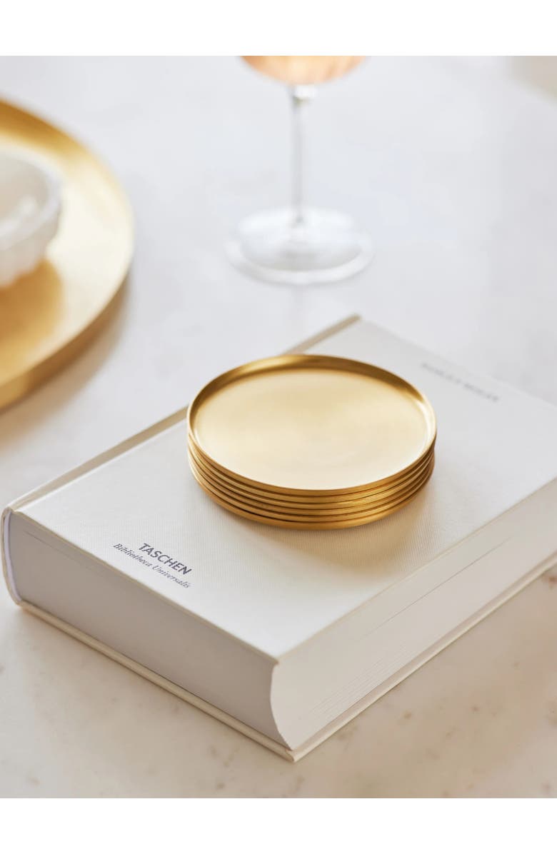 Fleck Heirloom Brass Coasters - Set of 4, Alternate, color, Brass