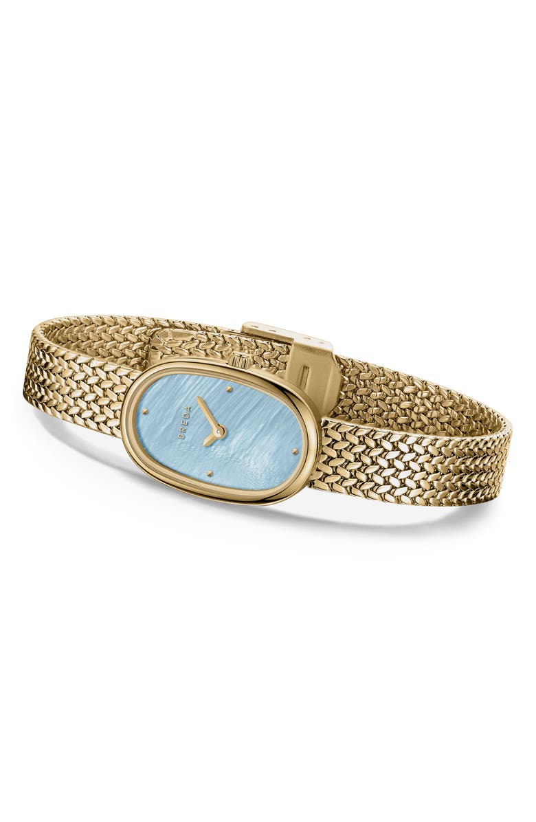 BREDA Jane Tethered Mesh Strap Watch, 18mm, Alternate, color, Gold