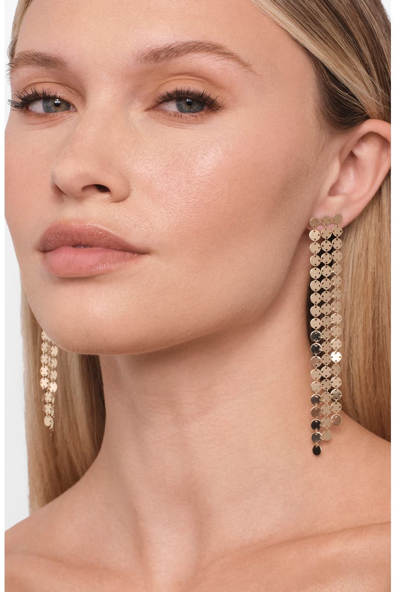 Laser Disc Drop Earrings, Alternate, color, YELLOW GOLD