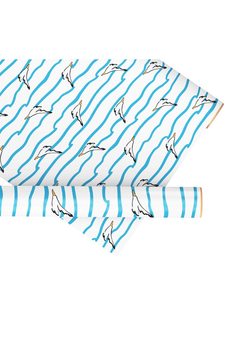 Eight Sheets Two-Sided "Seagulls and Waves" Heavyweight Gift Wrap, Main, color, Multicolored