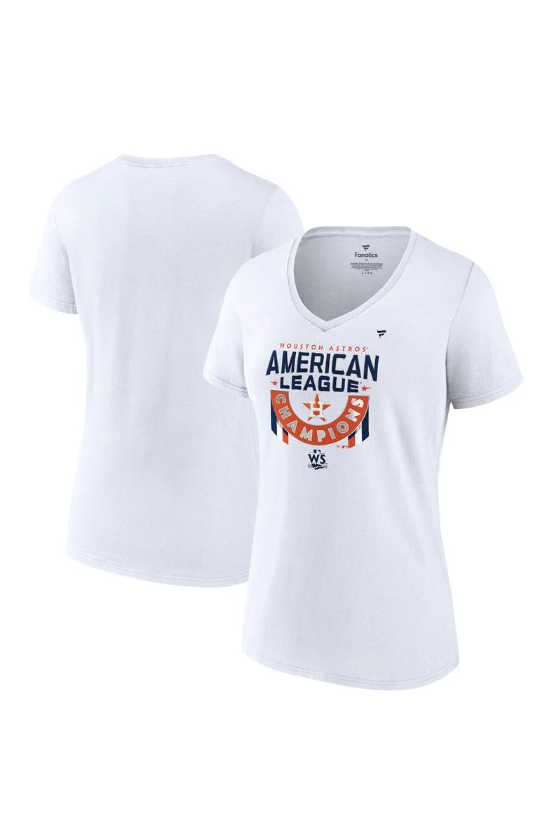 FANATICS Women's Fanatics Branded White Houston Astros 2022 American League Champions Locker Room V-Neck T-Shirt, Main, color, 
