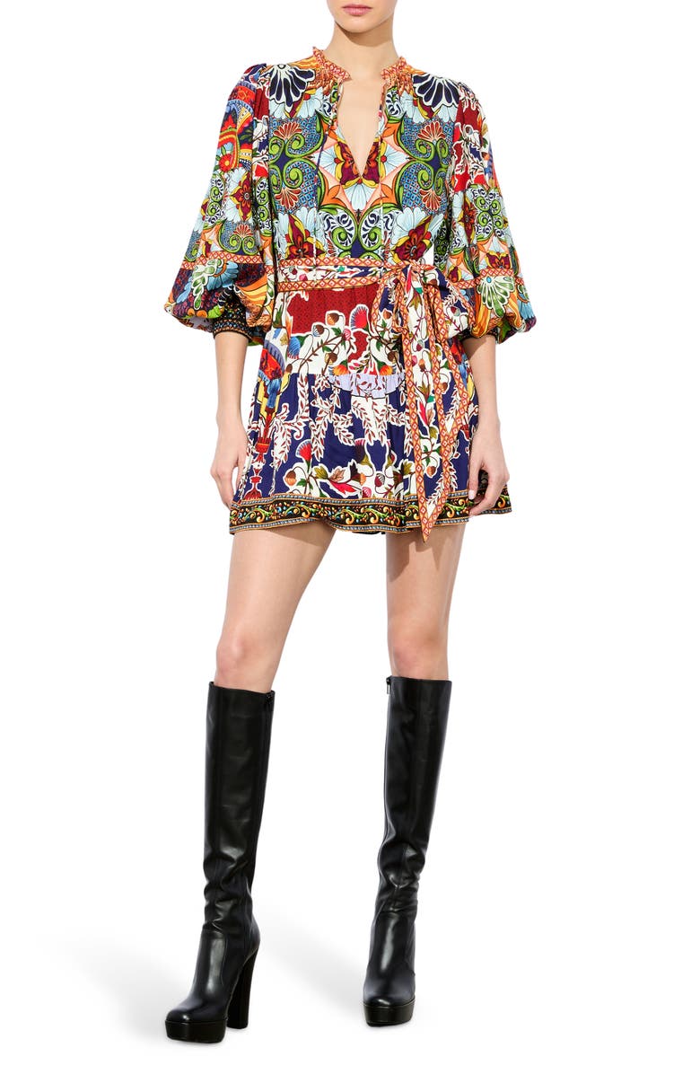 Alice + Olivia Sadie Belted Mini Shirtdress, Main, color, On The Road