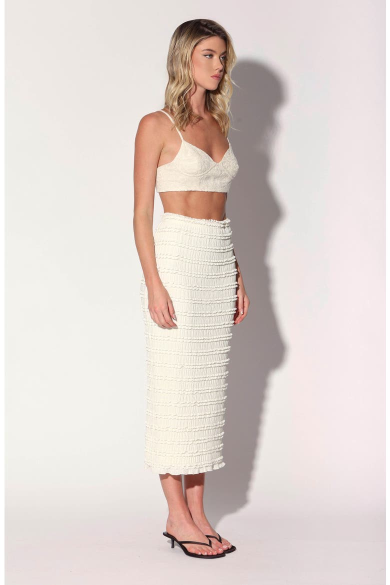 Roya Ruffle Midi Skirt, Alternate, color, CREAM LACE