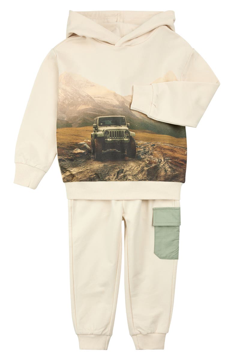 MILES THE LABEL Trail Graphic Hoodie & Sweatpants Set, Main, color, Beige