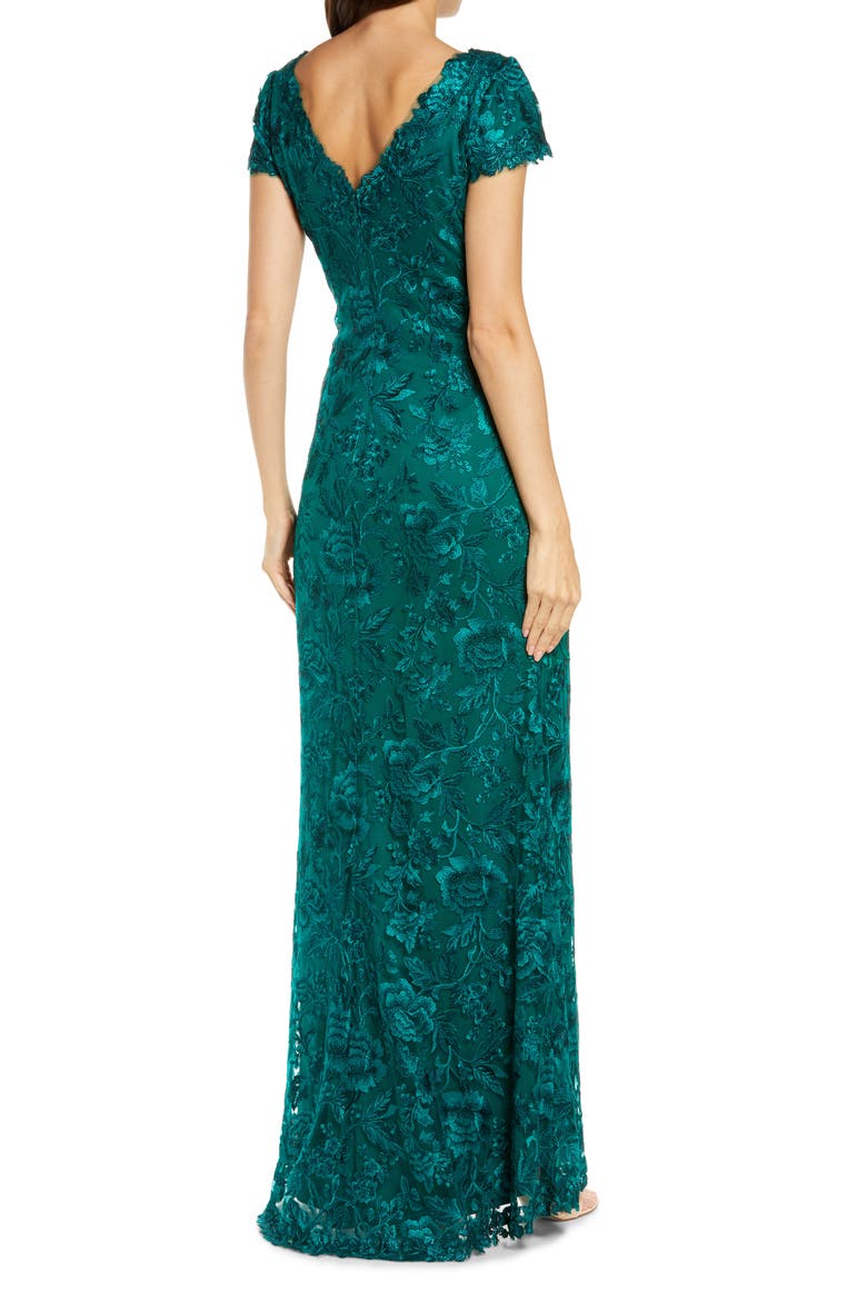 Embroidered Lace Evening Gown, Alternate, color, MALACHITE