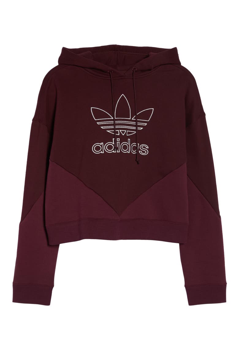 Crop Hoodie, Alternate, color, MAROON