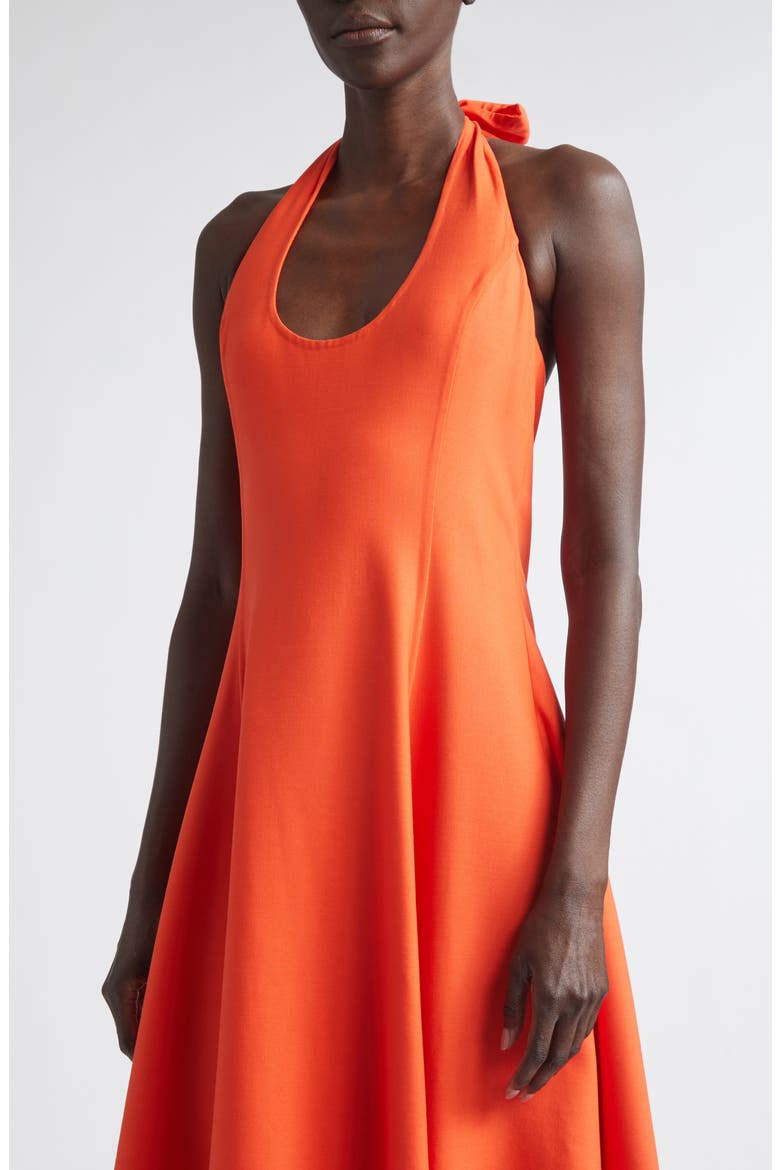 Halter Neck Stretch Wool Fit & Flare Dress, Alternate, color, PAPRIKA