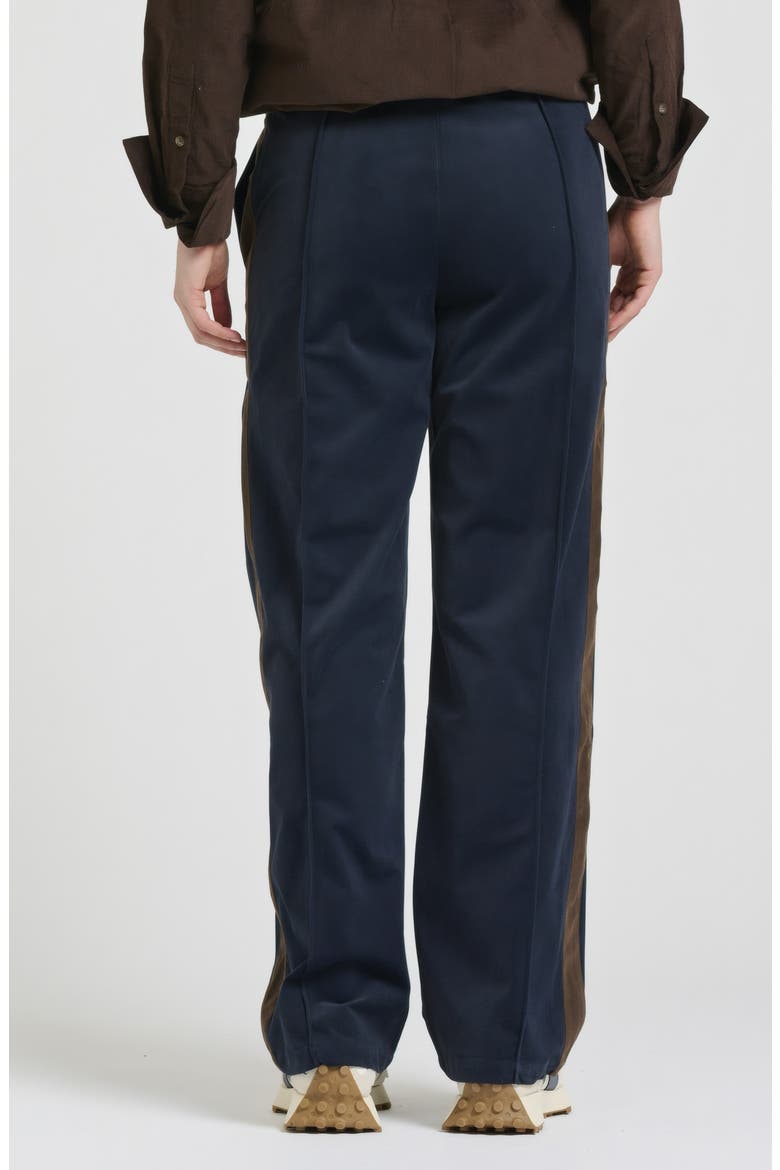Lucille Velvet Track Pants, Alternate, color, FRENCH NAVY/ CHOCOLATE STRIPE
