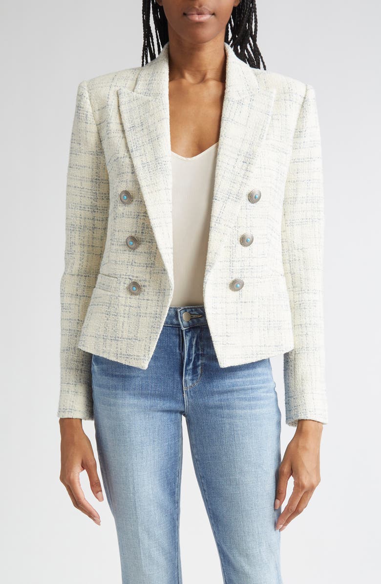 L'AGENCE Brooke Double Breasted Tweed Blazer, Main, color,