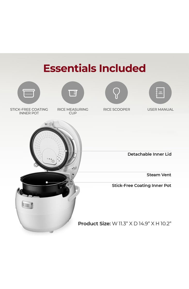 Cuckoo Rice Cooker with Nonstick Inner Pot Auto Clean, Alternate, color, White