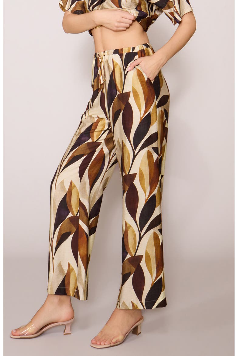 Floral Print Ankle Pants, Alternate, color, MULTI LEAF