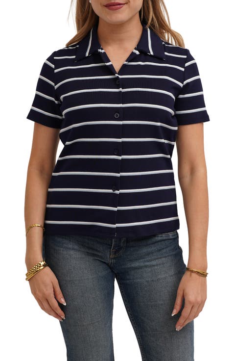 Striped Button Front Shirt