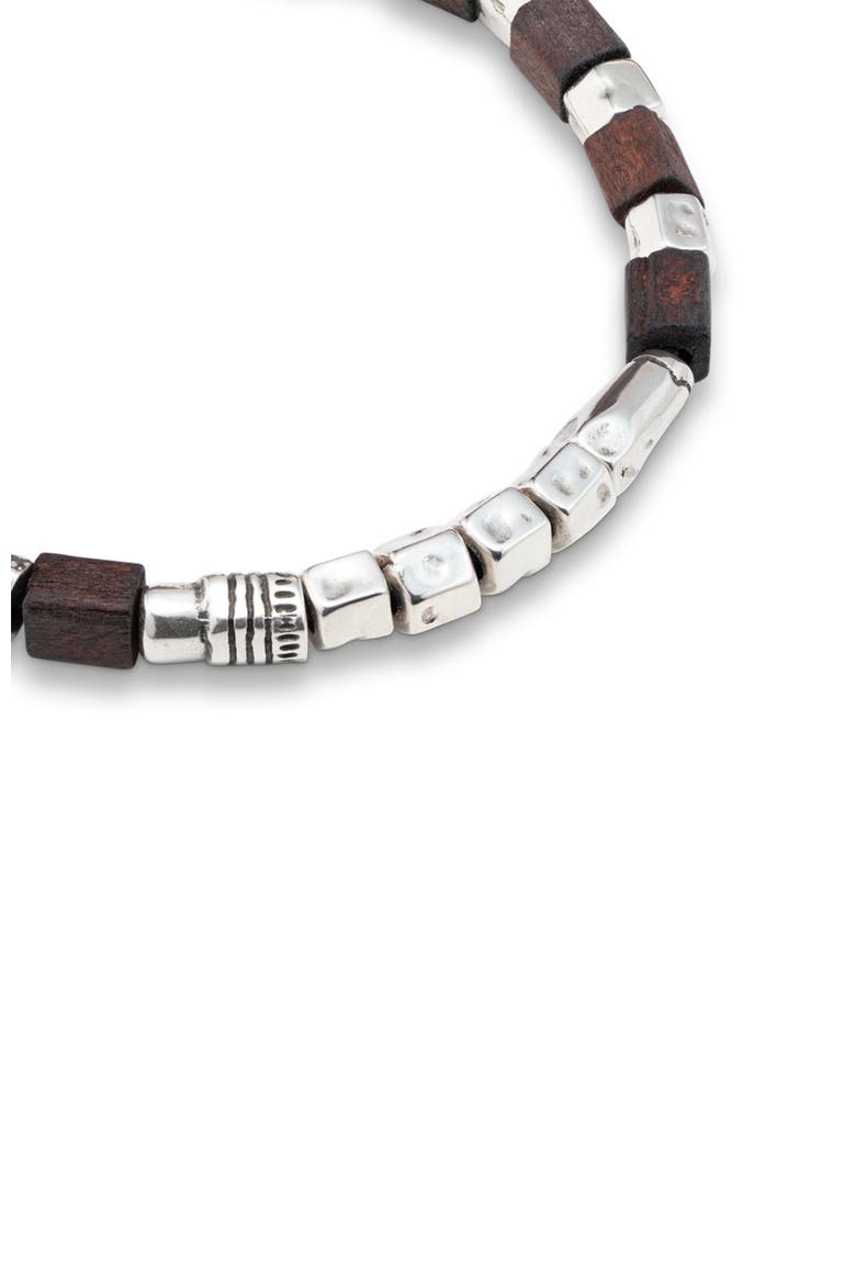 Mixed-Material Leather Bracelet, Alternate, color, Silver