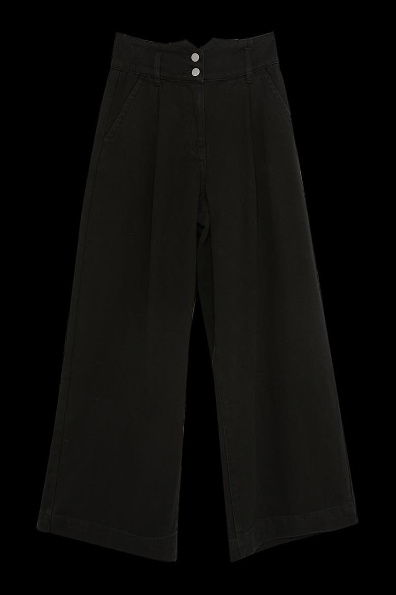 Petite Denim Wide Leg High Waisted Jeans, Alternate, color, Black