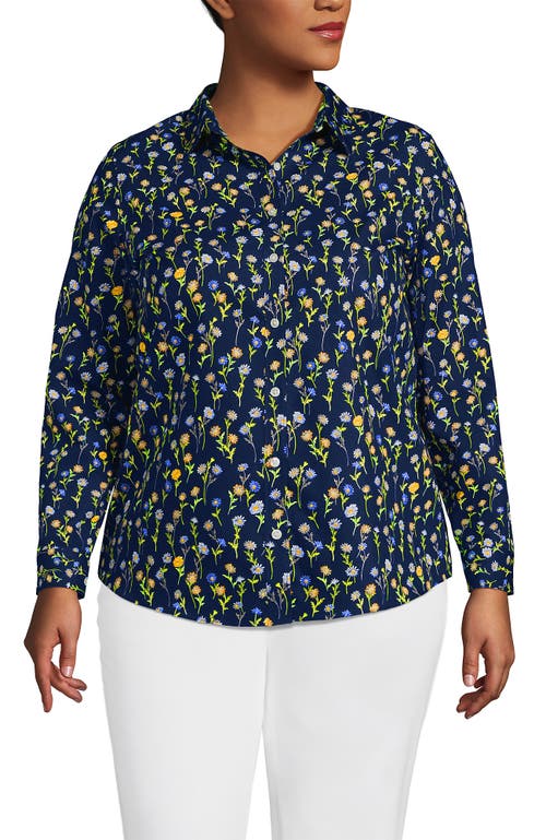 Lands' End Plus Size No Iron Button Front Shirt In Multi