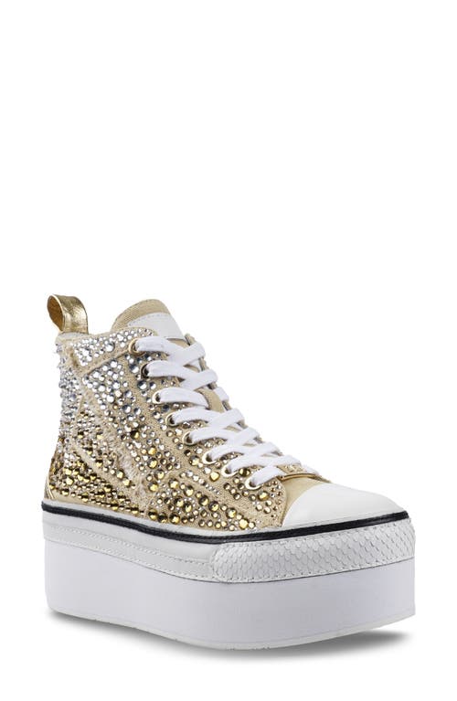 ZIGI Carmensa Embellished Platform High Top Sneaker in Gold 