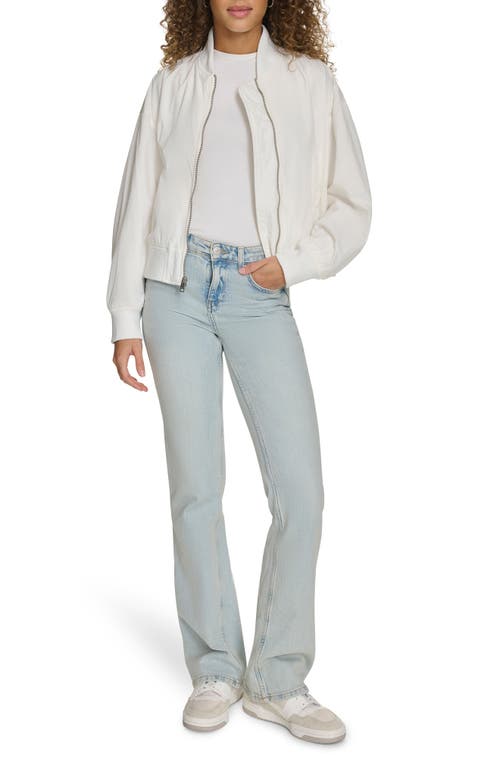 Levi's Women's Relaxed Zip-front Ribbed-hem Bomber Jacket In White