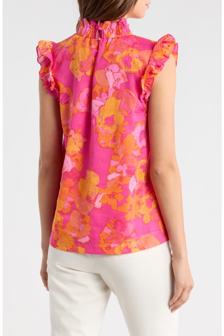 Elaris Zoie Floral Ruffle Cotton Top, Alternate, color, FUCHSIA ORANGE MULTI